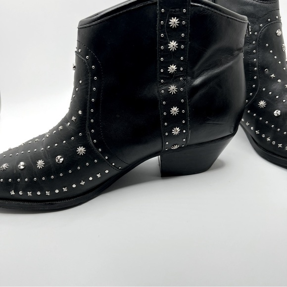 Sam Edelman Brian Black Leather Western  Star Studded Ankle Booties Size 9 - Picture 5 of 11